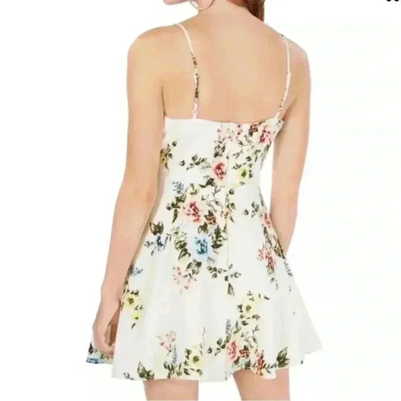 Altar’d State White Floral Plunge Neck Spaghetti Strap Tie Mini Dress Size L - Picture 3 of 16